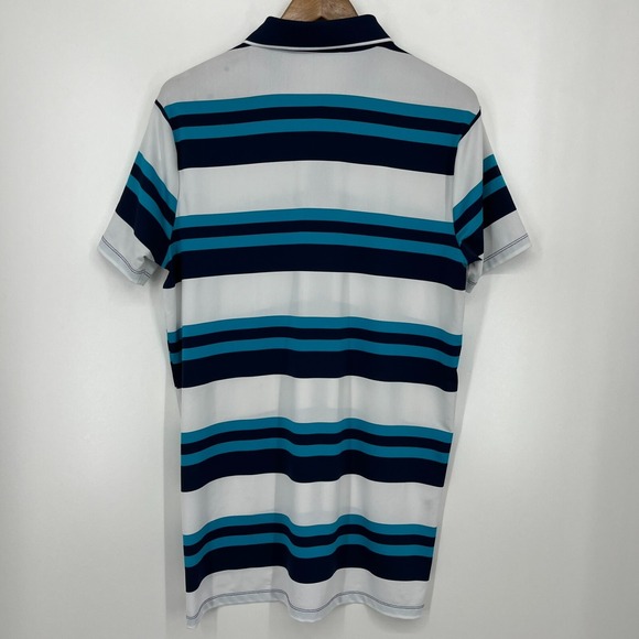 RLX Ralph Lauren Polo Shirt Men's L Blue Striped‎ TPC Golf Tournament Logo - Picture 7 of 10